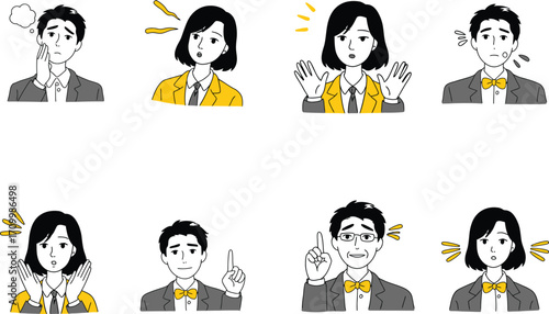 Diverse professionals express emotions and ideas with clear, modern illustrations for business communication