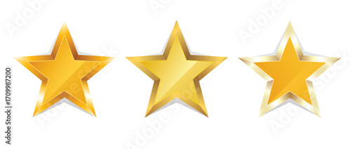 Shining gold stars awarded for excellent performance, achievement, and top quality ratings