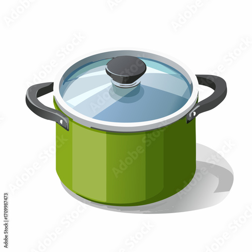 Vibrant green cooking pot with clear glass lid, perfect for culinary inspiration and kitchen design