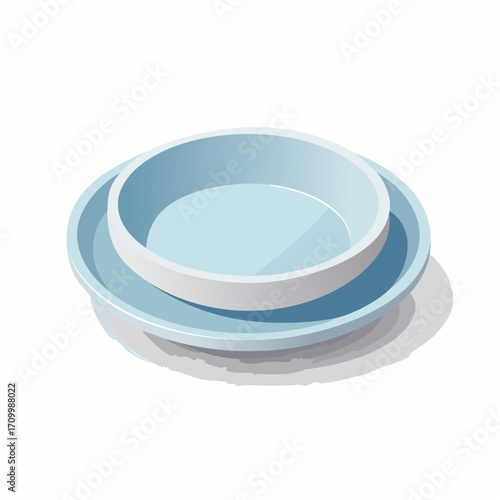 Elegant modern blue bowls and plates set stacked neatly for stylish kitchen presentation and dining
