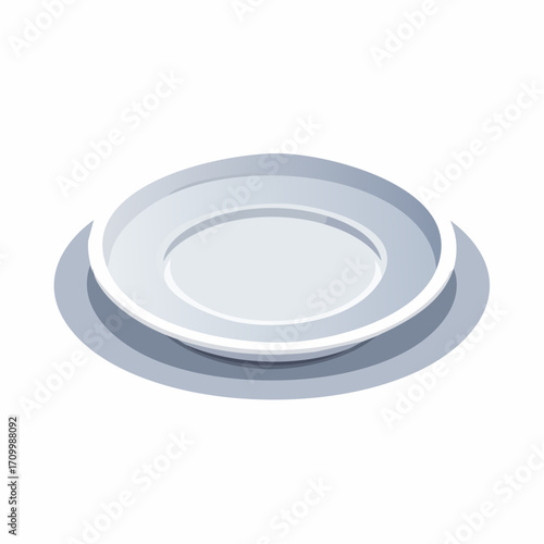 Modern minimalist clean white plate ready for delicious meal presentation on clean surface