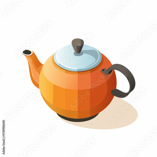 Vibrant orange teapot with modern minimalist design, perfect for kitchen or cafe branding