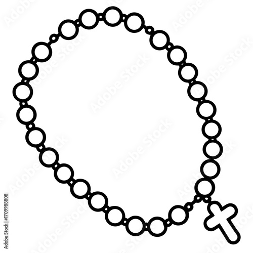 Rosary Beads line art vector