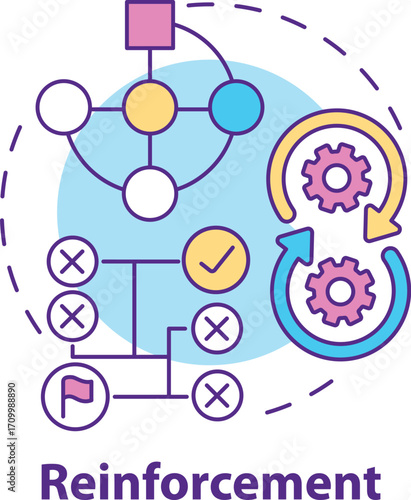Reinforcement Learning AI Icon Vector – Machine Learning, Artificial Intelligence, and Technology Symbol