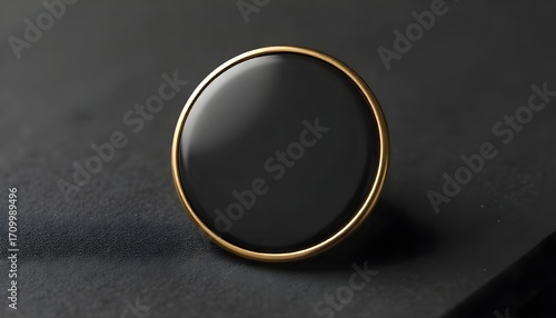 Empty enamel pin mockup - Blank round Black gold lapel badge mock up