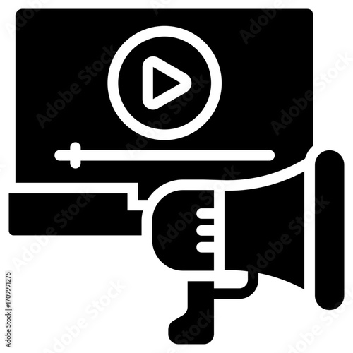 Video marketing icon for content marketing, business, website, application, printing, document, poster design, etc