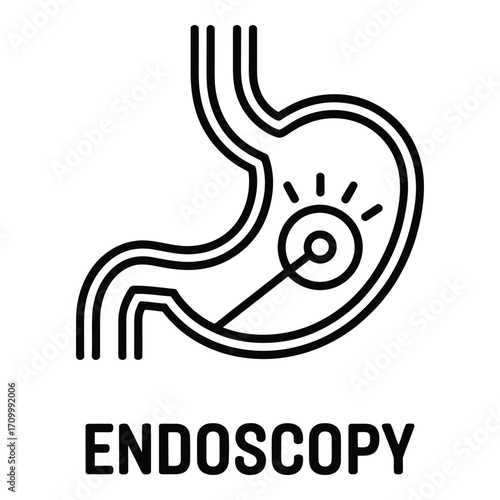 Endoscopy procedure for stomach health and diagnosis with medical equipment and patient care needs silhouette