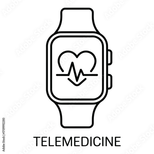 Smartwatch health monitoring with telemedicine features for remote patient care and wellbeing app design silhouette