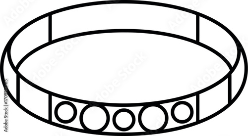 Elegant circular bracelet with decorative circular accents on a clean white background
