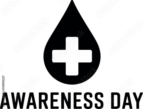 Symbol of blood drop with cross for donation awareness and health care concept