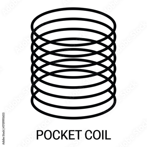 Pocket coil spring system for mattress support and comfort in black and white illustration silhouette