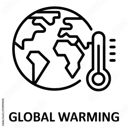 Earth and thermometer showing global warming with rising temperatures due to climate change impact silhouette