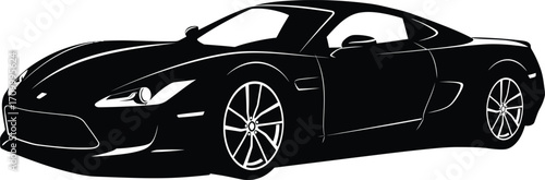 Elegant black sports car sketch illustration showcasing sleek automotive design