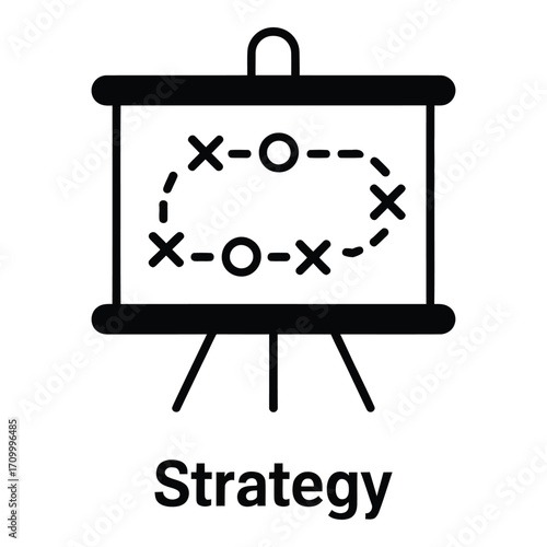 Strategy planning board with x and o symbols for business and sports tactics and game plans ideas concept silhouette