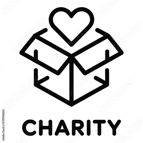 Charity box with heart symbol for donation and giving back to the community and helping others silhouette