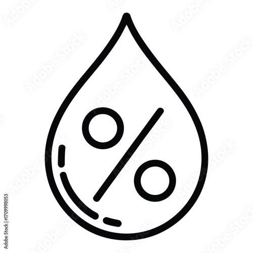 Percentage inside water drop icon representing humidity and moisture content measurement levels symbol silhouette