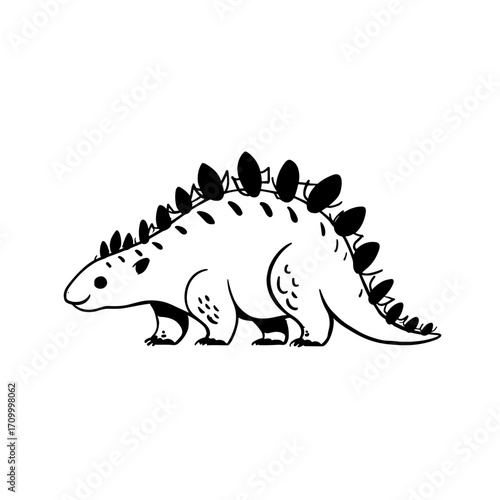 Ankylosaurus. Ankylosaurus simple black and white line art vector logo