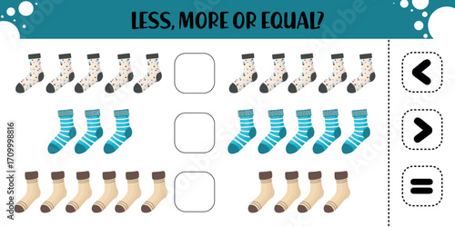 Preschool Counting Worksheet with Patterned Socks