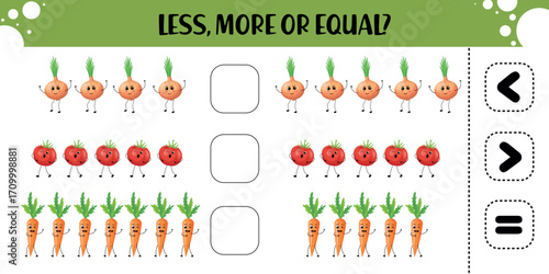 Math Comparison Worksheet with Onions Tomatoes Carrots