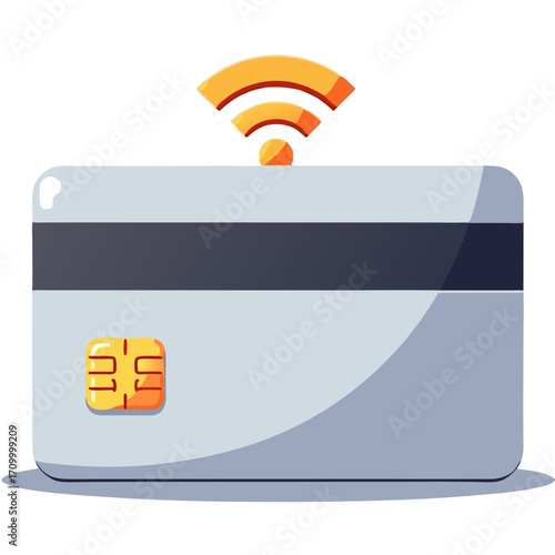 Contactless payment credit card with wifi signal for online banking and financial technology transactions