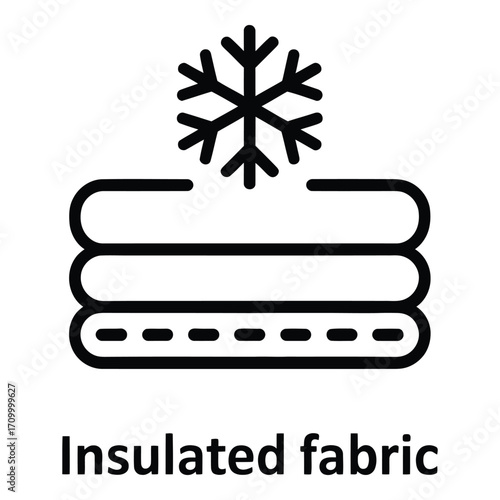 Insulated fabric design with snowflake above layers indicating cold protection and warmth retention silhouette