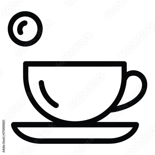 Simple coffee cup with steam icon representing a hot beverage and morning routine moment of relaxation silhouette