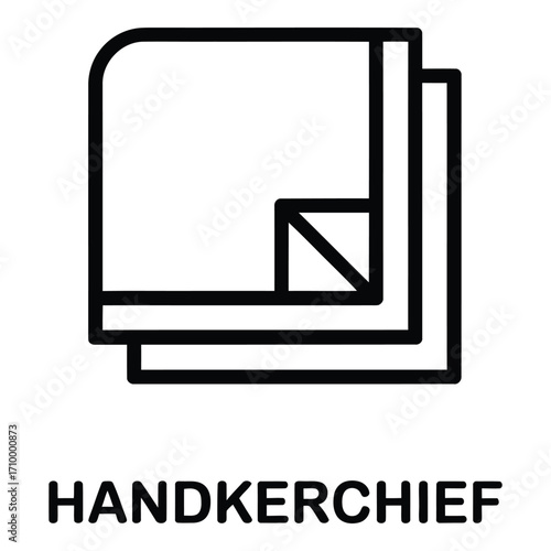 Handkerchief icon with folded corner and clean lines for textile or fashion related design projects and uses silhouette