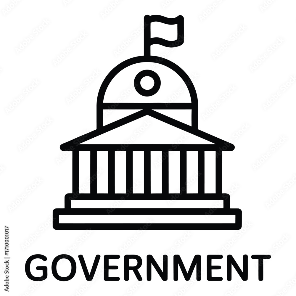 Εκτύπωση καμβά Government building icon representing democracy and civic duty with a flag on to
