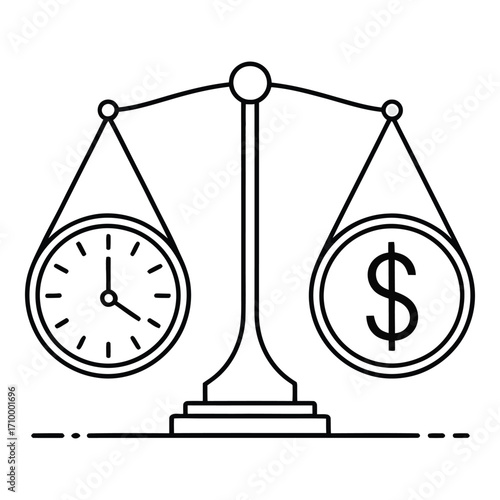 Time versus money balance illustration depicting trade offs and priorities in life decisions silhouette
