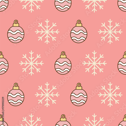 Pastel Christmas seamless tree ornament pattern