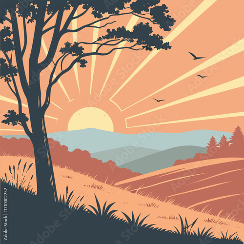 realistic sunrise vector