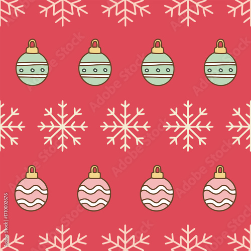 Pastel Christmas seamless tree ornament pattern
