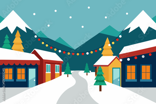 winter landscape with houses