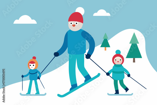 skiing in the mountains