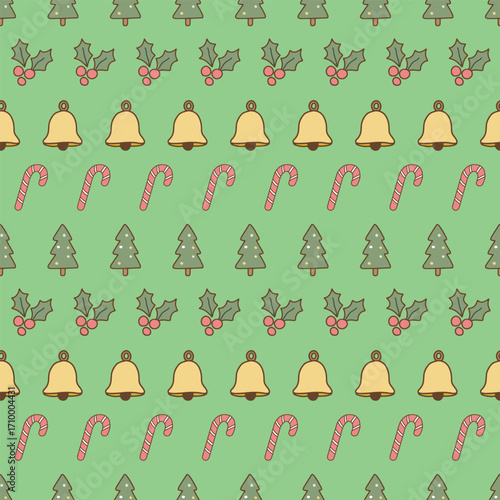 Pastel Christmas seamless tree ornament pattern