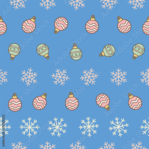 Pastel Christmas seamless tree ornament pattern