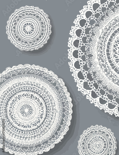 Motif vectoriel de dentelle grise : fond texturé élégant