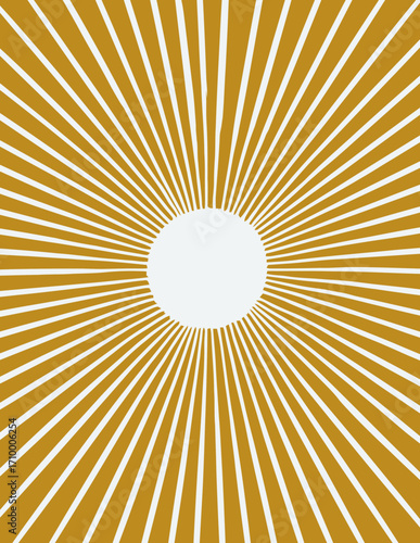 Motif solaire abstrait, éclatement doré, fond vectoriel