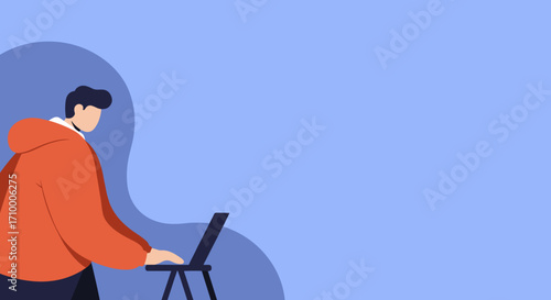 Person in a hoodie focused on laptop, symbolizing remote work, online learning, and digital productivity. Ideal for technology, business, or lifestyle content.