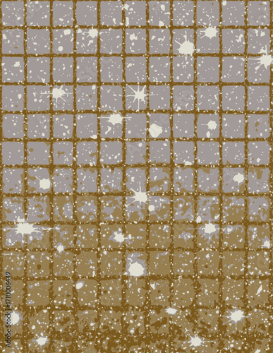 Fond doré scintillant, style vectoriel, motif quadrillé
