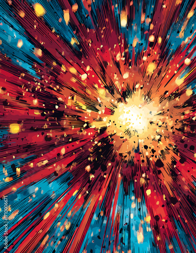 Explosion dynamique abstraite, style bande dessinée vectorielle