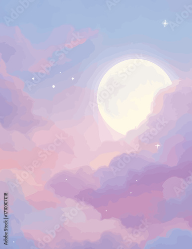 Rêve Pastel: Lune et Nuages
