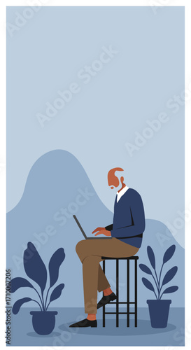 A man dines at a modern restaurant table with wine and pasta, an empty chair suggests a waiting companion or a solo leisure experience. Ideal for lifestyle content.