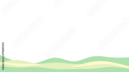 Minimalist illustration of rolling green hills and gentle slopes under a clear sky, symbolizing nature, growth, and tranquility. Ideal for backgrounds, environmental themes, or design projects.