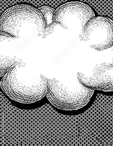 Nuage de bulle de bande dessinée, style vectoriel simple, monochrome