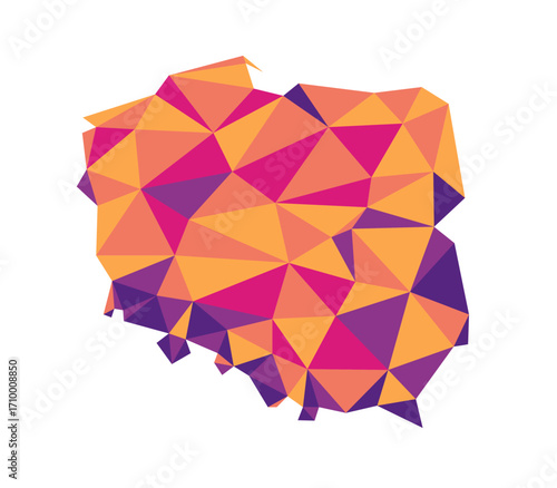 Poland map polygon origami paper style. Simple geometric tech map of Poland.
