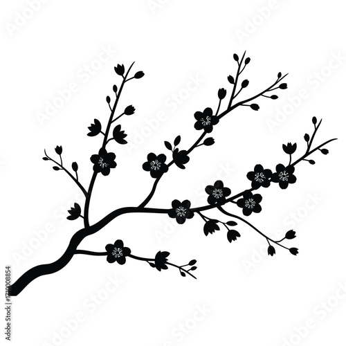 Cherry Blossom Branch Silhouette, branch of a cherry tree