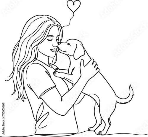 Woman lovingly embraces a small dog, sharing a tender moment of connection.
