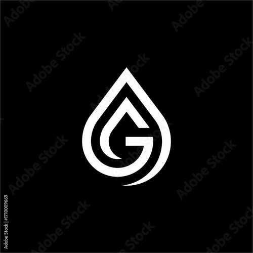 A modern and elegant letter G logo. The abstract, minimalist design incorporates a water drop shape, making a strong statement for eco-friendly or health-focused brands.
