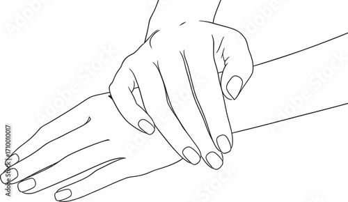 Gentle touch of hands, conveying support and connection in a delicate illustration.